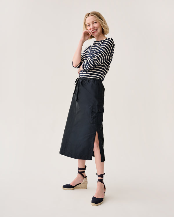 sid mashburn Willa Skirt in Navy Nylon Faille