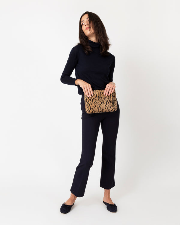 Sid Mashburn Zip Clutch In Leopard Calf Hair
