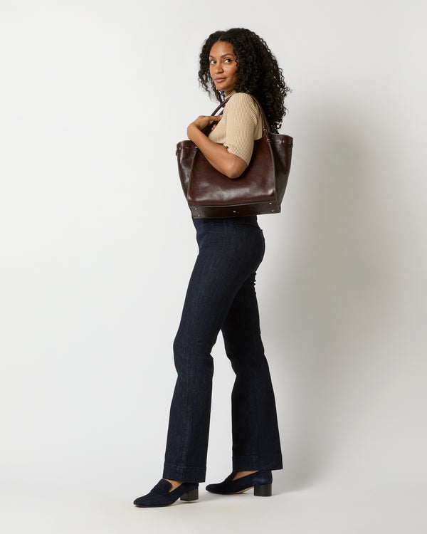 Sid Mashburn Zoe Tote In Dark Brown Leather