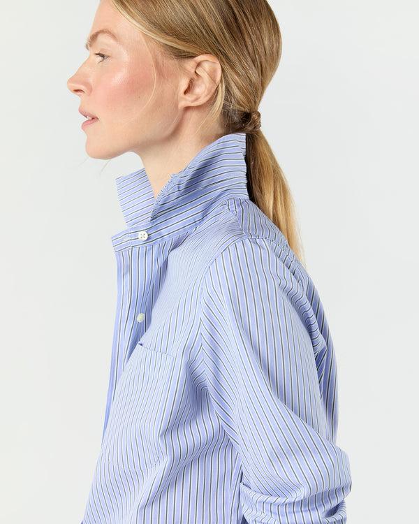 Sid Mashburn Sidney Shirt In Blue/Hunter Stripe End-On-End