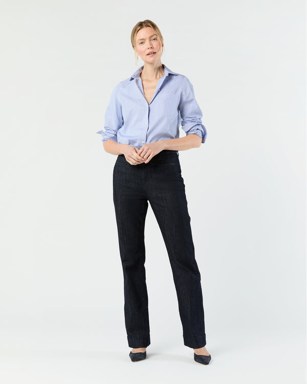 Sid Mashburn Sidney Shirt In Blue/Hunter Stripe End-On-End