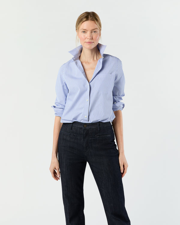 sid mashburn Sidney Shirt in Blue/Hunter Stripe End-On-End