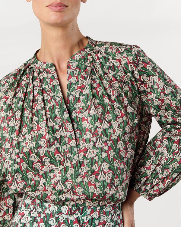 Sid Mashburn Sienna Top In Crimson/Multi Laith Liberty Fabric