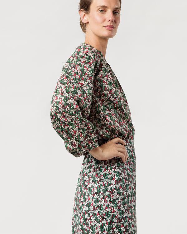 Sid Mashburn Sienna Top In Crimson/Multi Laith Liberty Fabric