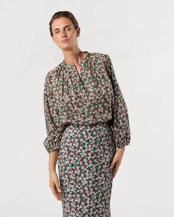 sid mashburn Sienna Top in Crimson/Multi Laith Liberty Fabric