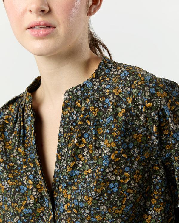 Sid Mashburn Sienna Top In Navy/Multi Flower Printed Cord