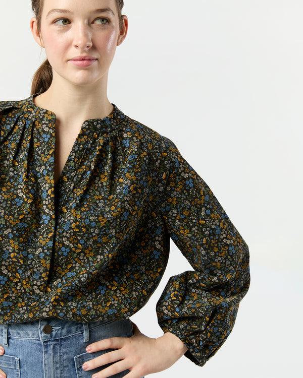 sid mashburn Sienna Top in Navy/Multi Flower Printed Cord