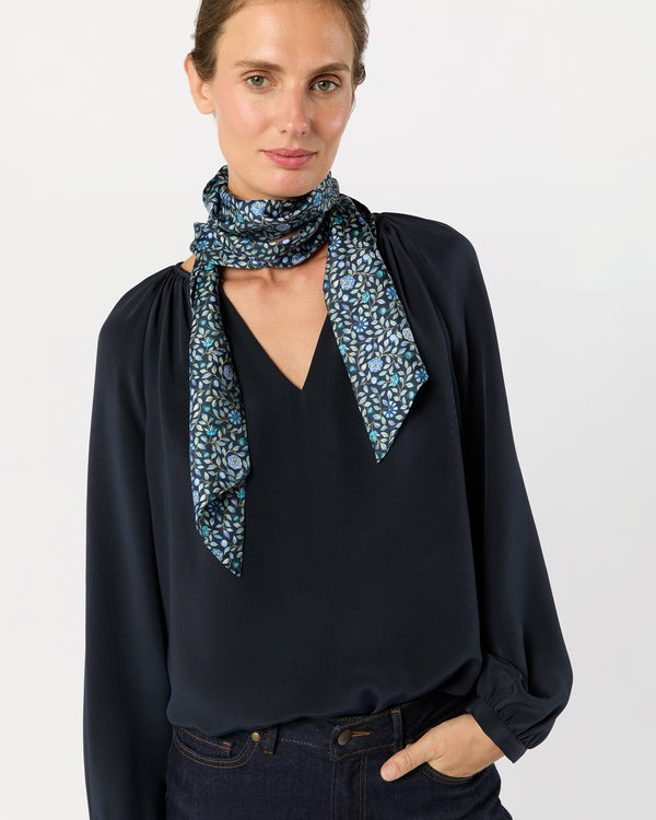 Sid Mashburn Silk Tied Up Scarf In Blue/Multi Zara Thanrose Liberty Fabric Silk Twi