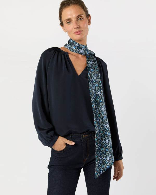 Sid Mashburn Silk Tied Up Scarf In Blue/Multi Zara Thanrose Liberty Fabric Silk Twi