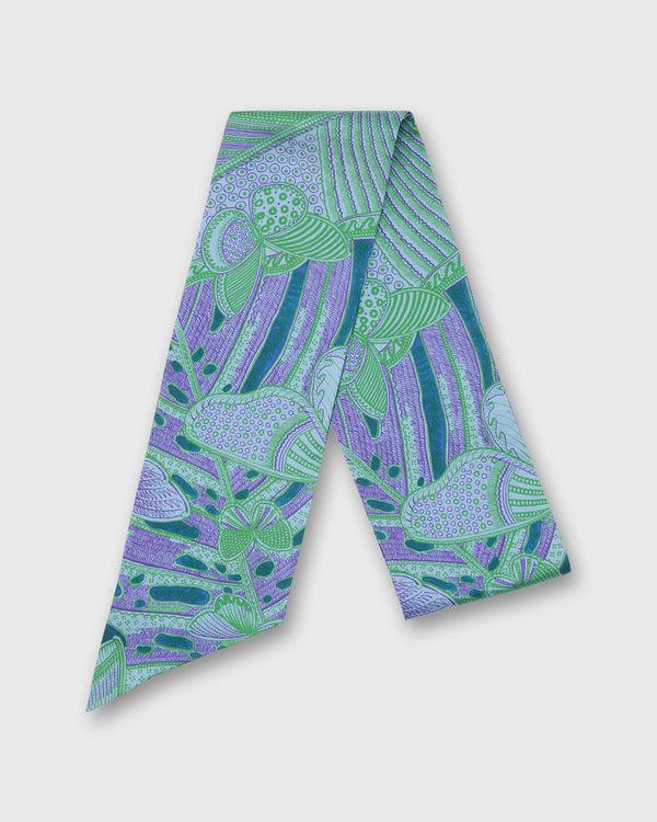 Sid Mashburn Silk Tied Up Scarf In Purple/Green Butterfly Block Print Silk Twill
