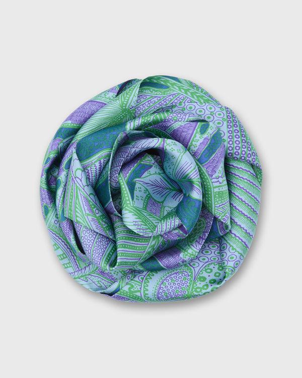 sid mashburn Silk Tied Up Scarf in Purple/Green Butterfly Block Print Silk Twill