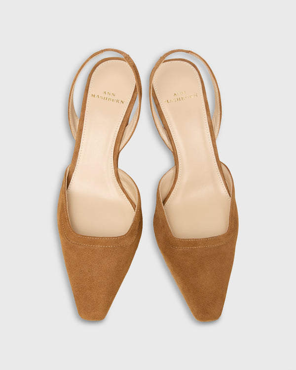 Sid Mashburn Slight Square Slingback In Dark Camel Suede