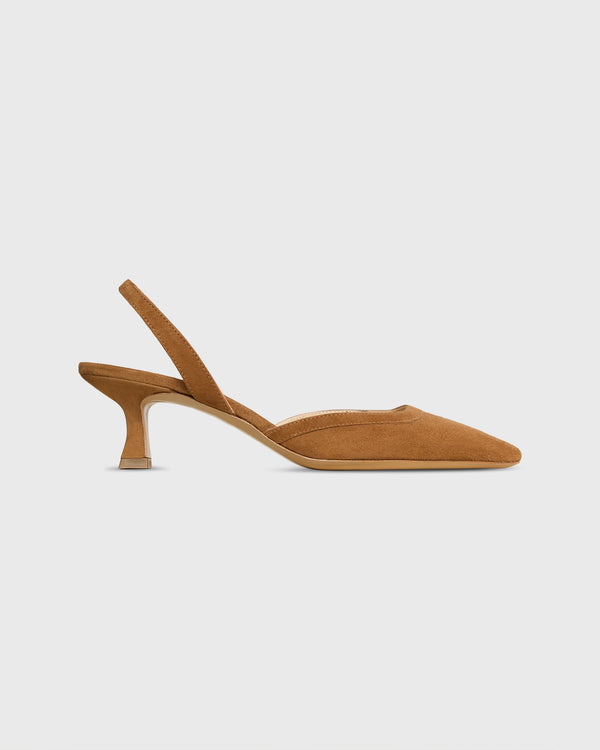 sid mashburn Slight Square Slingback in Dark Camel Suede