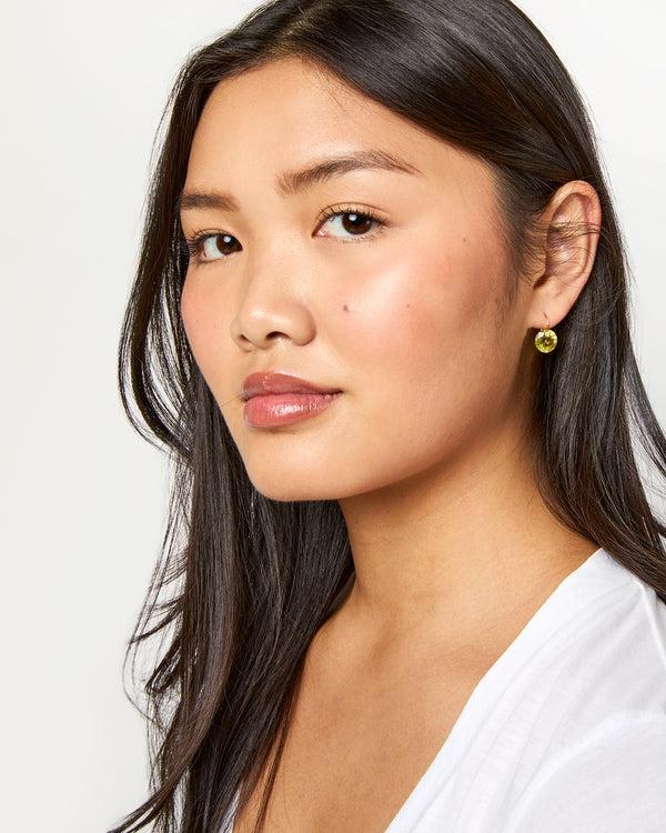 Sid Mashburn Small Round Gem Earrings In Lemon Quartz/Yellow Sapphire