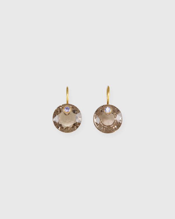 sid mashburn Small Round Gem Earrings in Smokey Quartz/Tanzanite