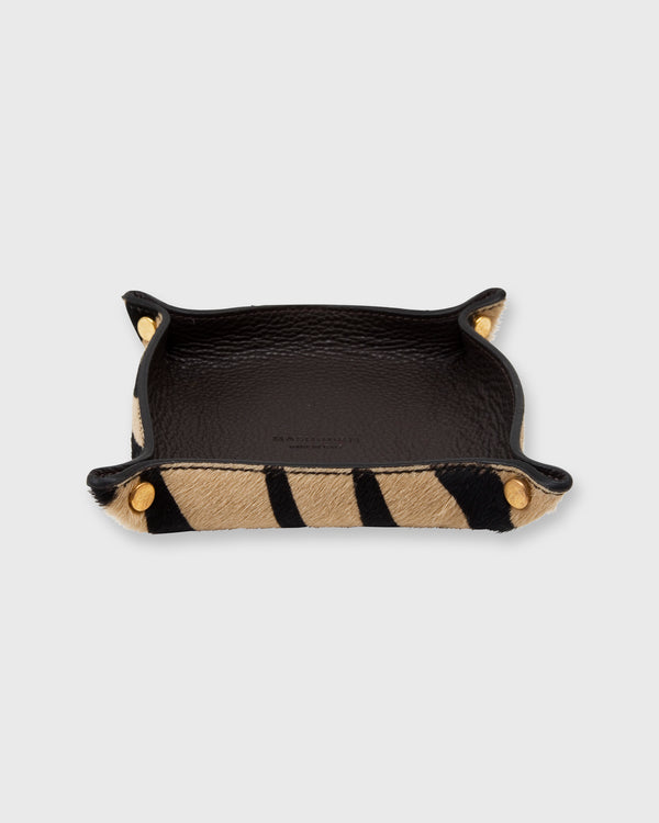 Sid Mashburn Soft Medium Square Tray In Dark Brown Leather/Zebra Calf Hair