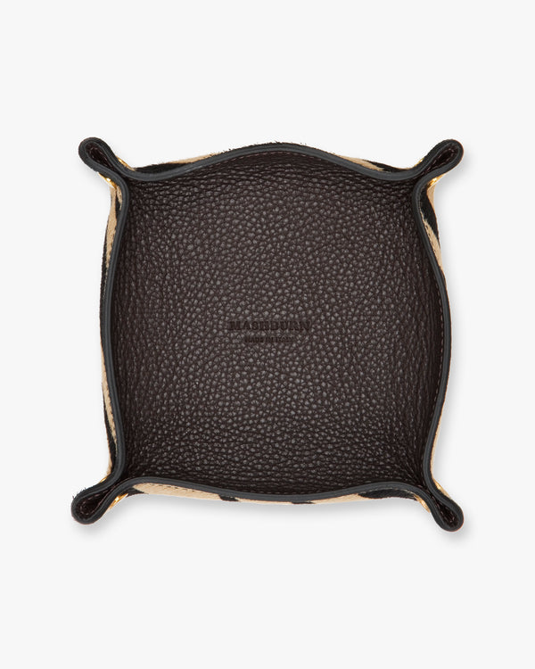 sid mashburn Soft Medium Square Tray in Dark Brown Leather/Zebra Calf Hair