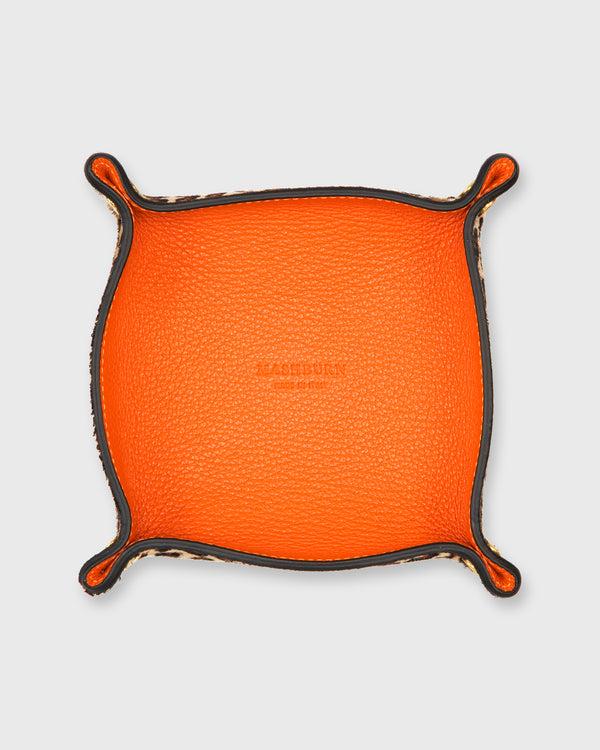 sid mashburn Soft Medium Square Tray in Orange Leather/Leopard Calf Hair