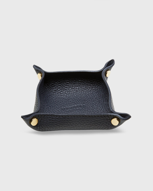Sid Mashburn Soft Small Square Tray In Dark Navy Leather