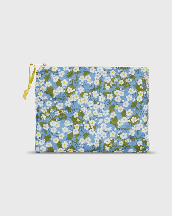 sid mashburn Soft Small Zip Pouch in Blue/Ivory Mitsi Liberty Fabric