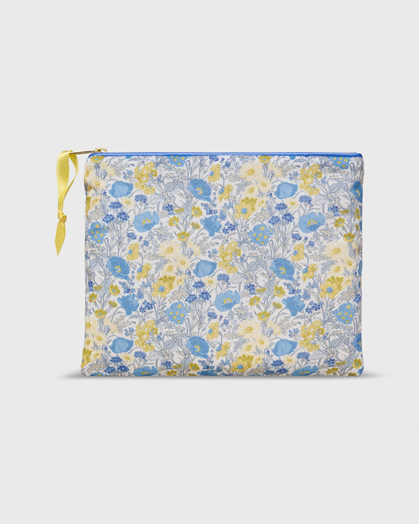sid mashburn Soft Small Zip Pouch in Blue/Yellow Florence May Liberty Fabric