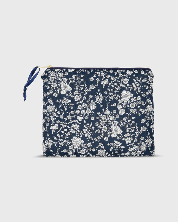 sid mashburn Soft Small Zip Pouch in Indigo/White Summer Blooms Liberty Fabric