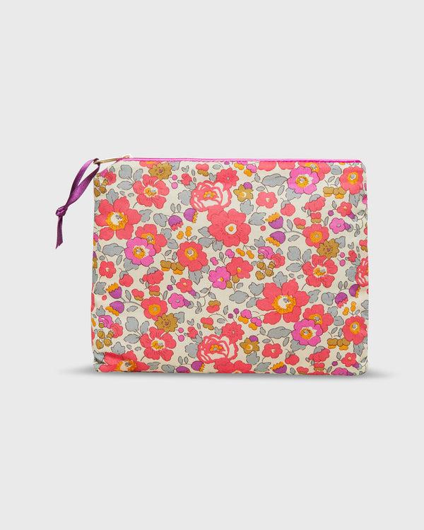 sid mashburn Soft Small Zip Pouch in Pink Multi Betsy Dragon Fruit Liberty Fabric