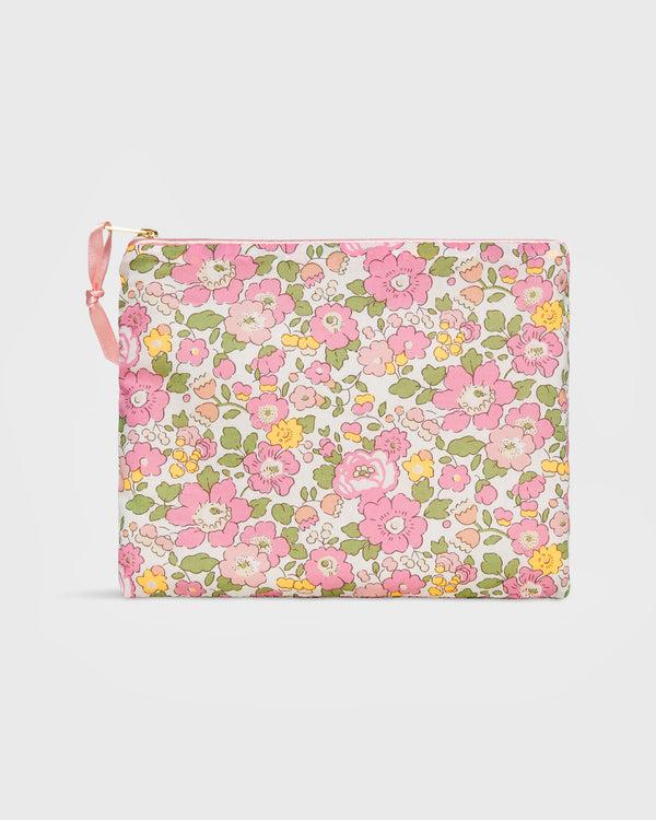 sid mashburn Soft Small Zip Pouch in Pink Multi Betsy Liberty Fabric