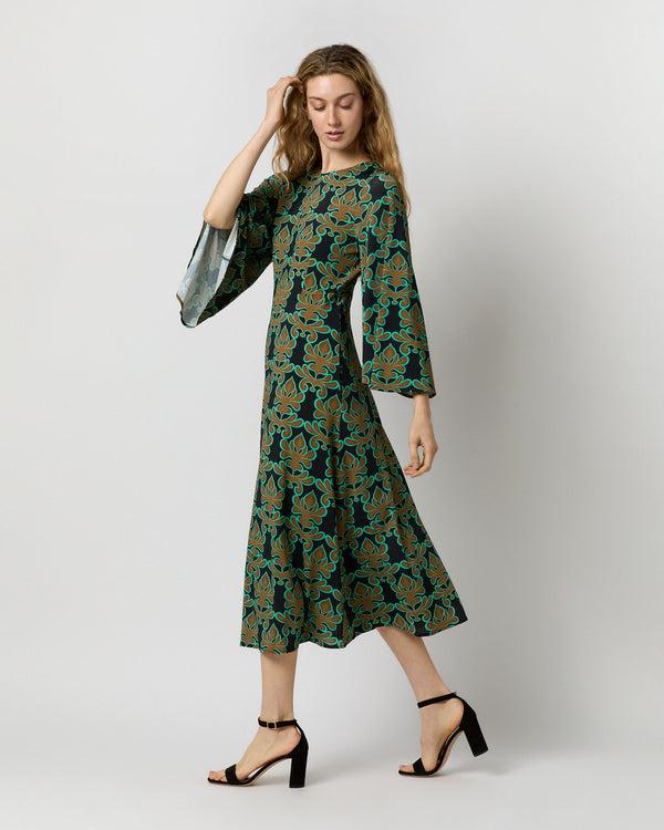 Sid Mashburn Sorella Dress In Green Herald Flowy Jersey