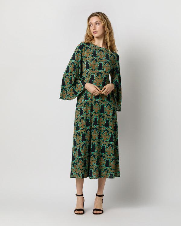 sid mashburn Sorella Dress in Green Herald Flowy Jersey
