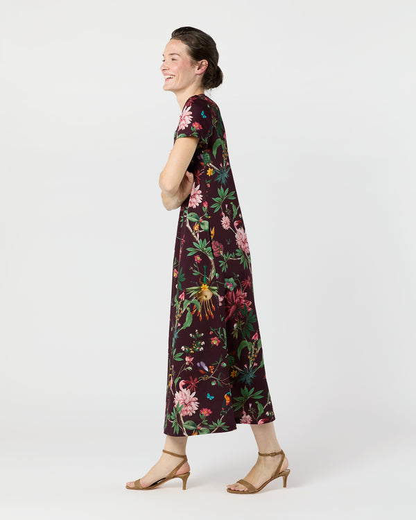 Sid Mashburn Sporty Swing Dress In Burgundy Zooflora Cotton Jersey