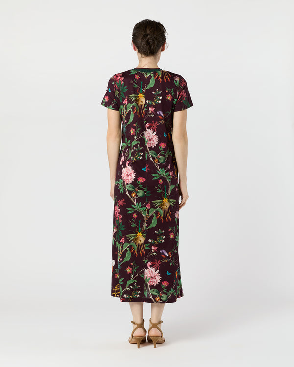 Sid Mashburn Sporty Swing Dress In Burgundy Zooflora Cotton Jersey