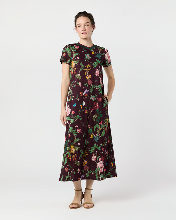 sid mashburn Sporty Swing Dress in Burgundy Zooflora Cotton Jersey