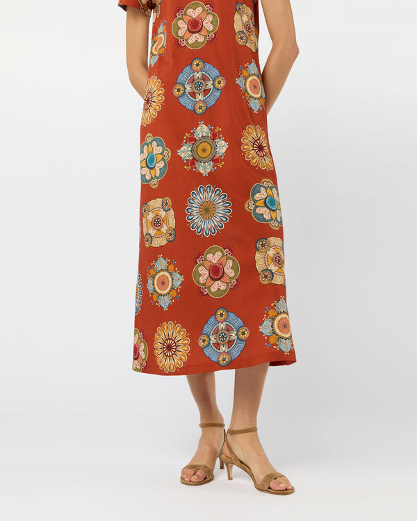 Sid Mashburn Sporty Swing Dress In Rust Nucleus Cotton Jersey