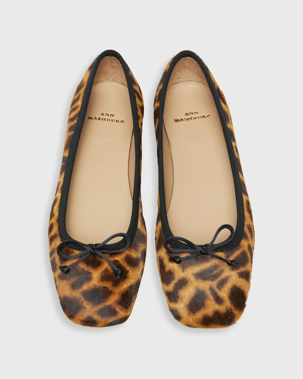 Sid Mashburn Square-Toe Ballet Flat In Sahara Leopard Calf Hair