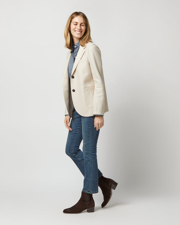 Sid Mashburn Stand Up Collar Blazer In Cream Light Pressed Wool