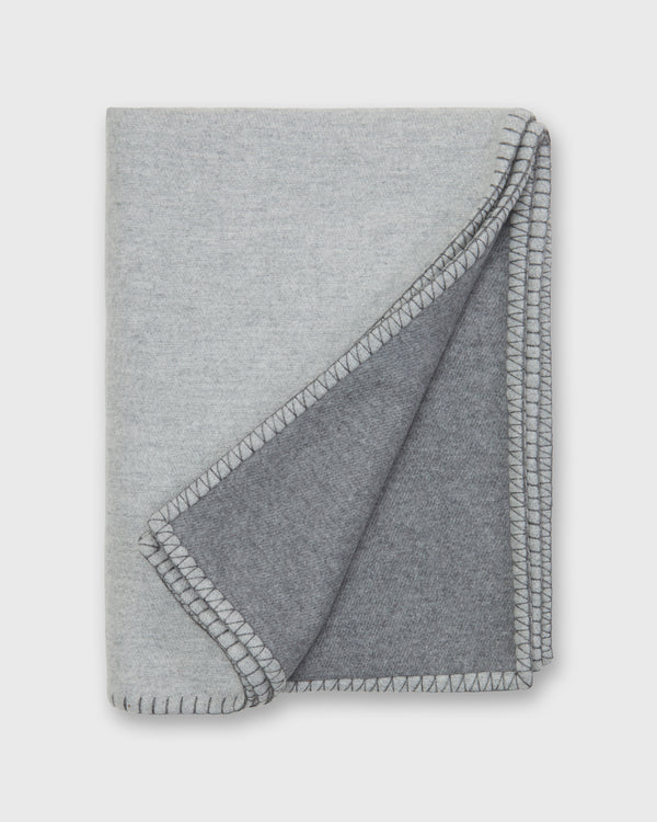 sid mashburn Stitched Reversible Throw Blanket in Silver/Grey Wool/Cashmere
