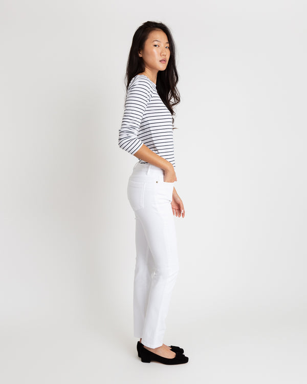 Sid Mashburn Straight Leg 5-Pocket Jean In White Stretch Denim