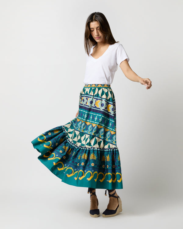 Sid Mashburn Sunset Skirt In Emerald Casareale Barré Cotton Jersey