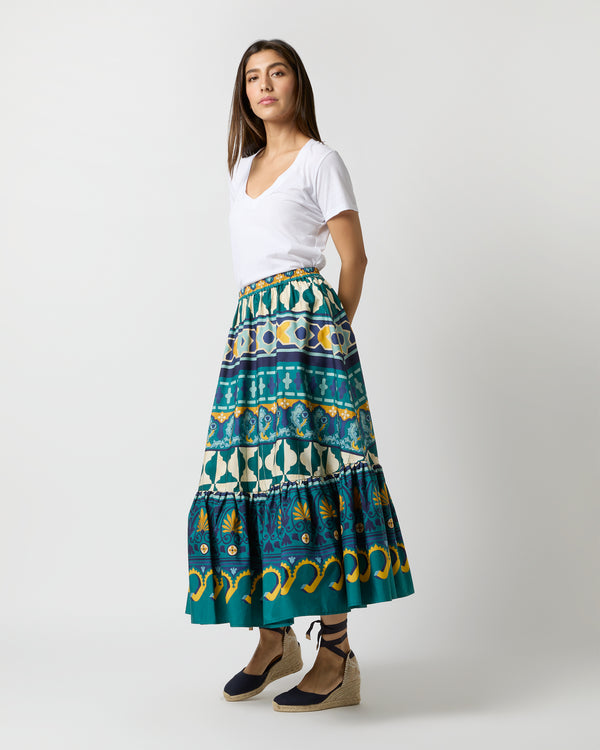 Sid Mashburn Sunset Skirt In Emerald Casareale Barré Cotton Jersey