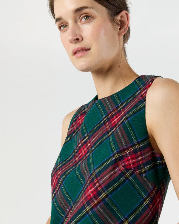 Sid Mashburn Susy Shift Dress In Green/Red Royal Stewart Tartan Wool