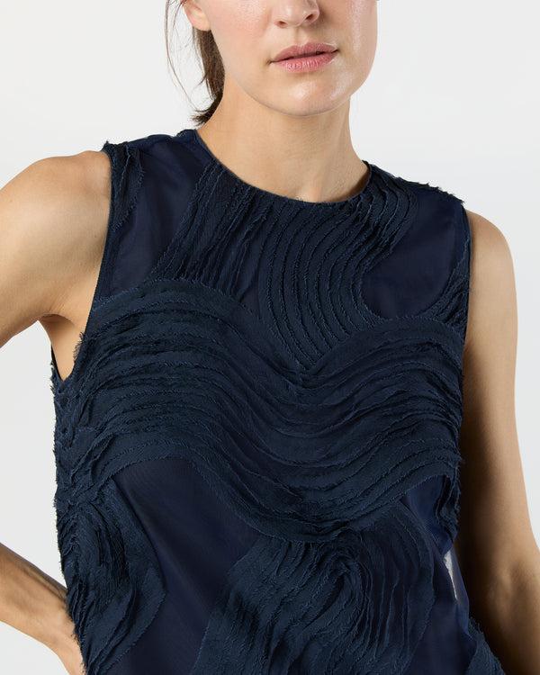 Sid Mashburn Susy Shift Maxi Dress In Navy Ribbon Embroidery