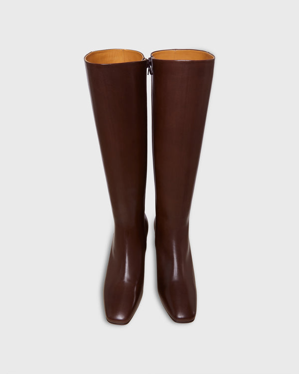 Sid Mashburn Tall Heeled Zip Boot In Dark Brown Leather