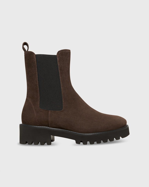 sid mashburn Tall Lug Sole Chelsea Boot in Chocolate Suede