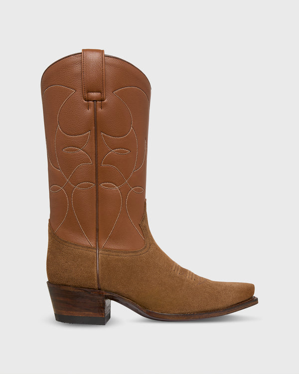 sid mashburn Tammy Cowboy Boot in Tobacco Leather/Cigar Suede