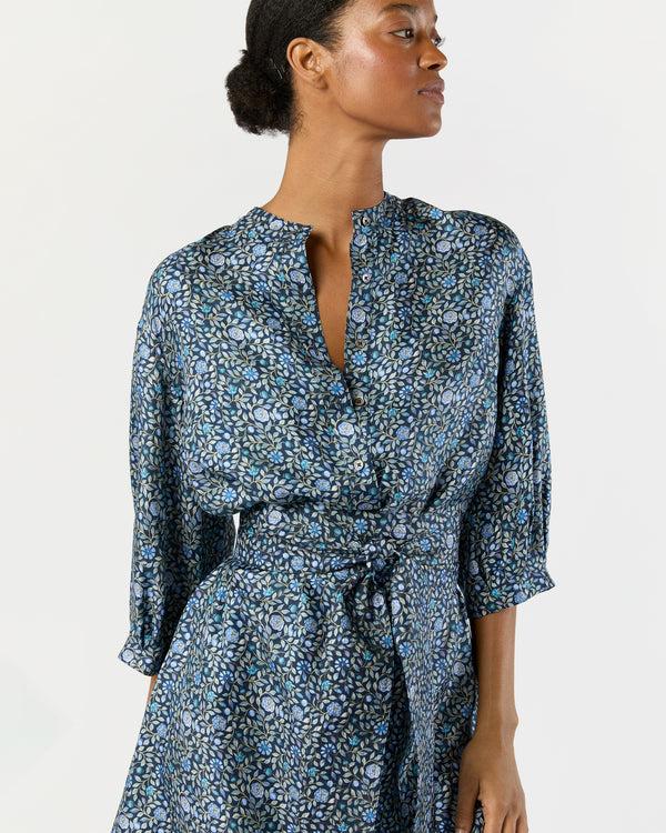 Sid Mashburn Tessa Dress In Blue/Multi Zara Thanrose Liberty Fabric Silk Twill