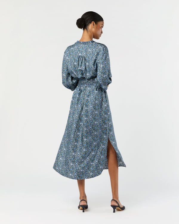 Sid Mashburn Tessa Dress In Blue/Multi Zara Thanrose Liberty Fabric Silk Twill