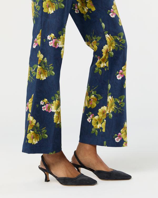 Sid Mashburn The Cropped Flare Jean In Midnight Blue Riptide Cotton Drill