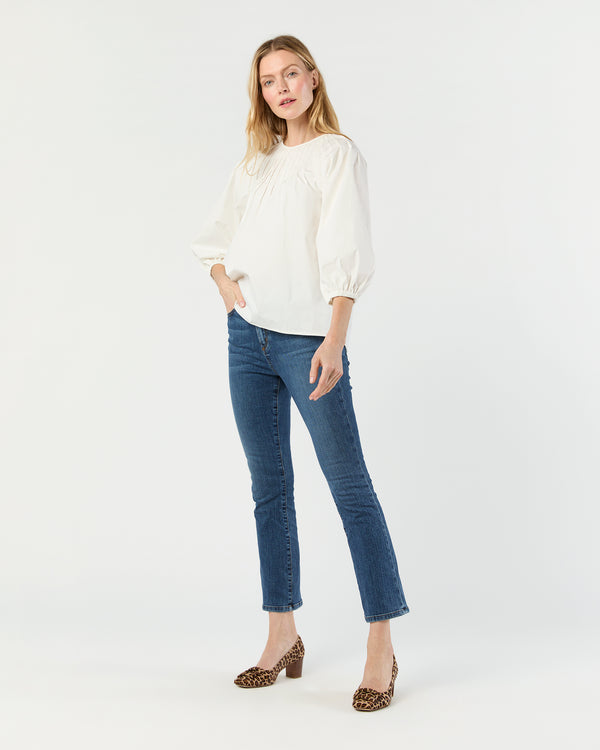 Sid Mashburn Thea Pintuck Top In Off-White Paperweight Stretch Poplin