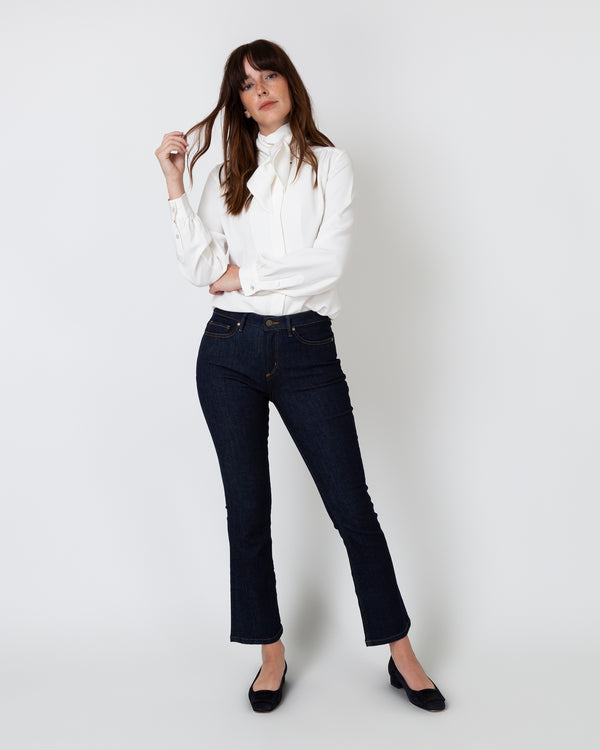 Sid Mashburn Tie-Neck Blouse In Ivory Silk Crepe De Chine